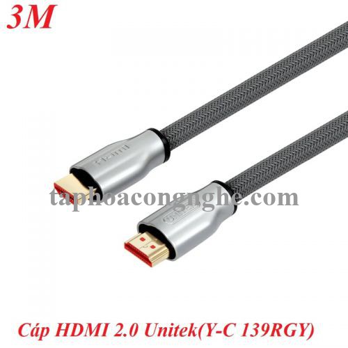 Unitek 96027 Y-C139RGY 3M 4k 60Hz 2.0 Màu Xám Cáp Hdmi bọc lưới cao cấp 30096027